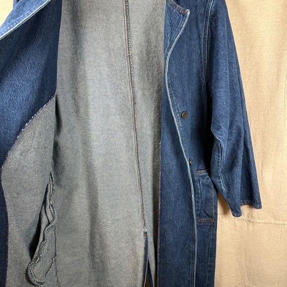 Denim Duster Long Coat Jacket Blue Button Western cowboy riding